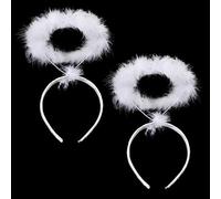 LUYANFX Diadema Angel Blanco Corona Angel Diadema Angel Niña Halo Angel Blanco Diadema Angel Niño Accesorios Disfraz para Carnavales Fiestas Temáticas, Bodas, Cosplay (2 PCS)