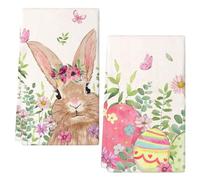 LUYANFX Set de 2 Toallas de Cocina Pascua, 43 x 66 cm Paños de Cocina Algodon, Trapos Cocina con Conejo de Pascua, Absorbentes para Decoracion Pascua Hogar (B)