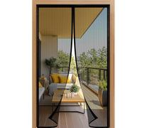 Luyanxy Mosquitera Magnética para Puerta, 175x180cm, Cortina de Malla Negro con Imanes Potentes, Fácil de Instalar en la Puerta del Balcón Exterior, Disfruta el Verano