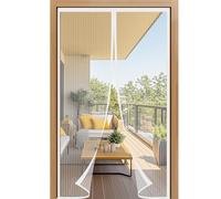 Luyanxy Mosquitera Magnética para Puerta, 85x155cm, Cortina de Malla Blanca con Imanes Potentes, Fácil de Instalar en la Puerta del Balcón Exterior, Disfruta el Verano