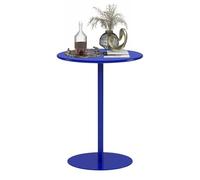Luyckfrazy Mesa Alta Redonda para cócteles con Base de Metal, Mesa Auxiliar para café y Desayuno, Ideal para Espacios pequeños en Salas de Estar, dormitorios y sofás, Color Azul.(40x40x50cm)