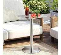 Luyckfrazy Mesa de Bar Cuadrada de Acero Inoxidable, Mesa de Comedor de Cocina, mesas auxiliares de sofá Elegantes para jardín, Patio al Aire Libre, bistró, cafetería, área de recepción(80x80x75cm)