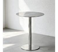 Luyckfrazy Mesa de Pub Moderna Redonda de Acero Inoxidable, con Barra Base, Mesa Alta de Bar de bistró, para cenar, Pub bistró, Tiendas de té de Burbujas, cafeterías(60x60x75cm)