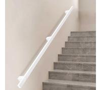 Luyckfrazy Pasamanos Moderno para escaleras, pasamanos de Pared de Metal Blanco para Interiores y Exteriores, Barra de Apoyo Antideslizante de Seguridad para pasillos con Soportes y Tornillos.(60cm)