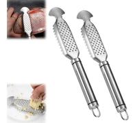 LUYJWZN 2-In-1 Stainless Steel Fish Scaler + Ginger Grater, 9 Inch Multifunctional Fish Scaler Remover, Multifunctional Fishs Scale Scraping Tool for Home Market Restaurant (2pcs)