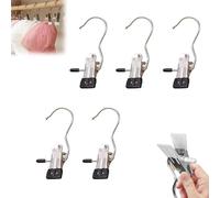LUYJWZN Benighty Space-Saving Clothes and Hat Storage Hook, Portable Stainless Steel Rotating Clothes Hanger Clip, Multifunctional Space-Saving Clothespin Clips (5pcs-Black)
