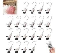 LUYJWZN Benighty Space-Saving Clothes and Hat Storage Hook, Portable Stainless Steel Rotating Clothes Hanger Clip, Multifunctional Space-Saving Clothespin Clips (20pcs-Black)