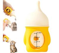 LUYJWZN Leak-Proof Squeezable Kitten Bottle, Puppy Bottles for Nursing Puppy Milk, Reusable Anti-Choking Pet Feeder for Newborn Kittens, Puppies, Small Animals (80ml-Yellow)