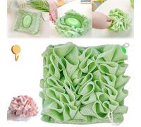 LUYJWZN Washcloth Loofah Combo, 2 in 1 Loofah, Loofahs Washcloth for Bar Soap, Soap Bar Loofahs, for Body Wash Cleansing (1pcs-Green)
