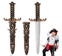 LuyoNova 2 Piezas Espada de Juguete de Daga Pirata, Espada de Juguete de Plástico Cuchillo Falso no Afilado Espada Pirata,para Dorada Accesorios de Disfraces de Accesorios de Fiesta