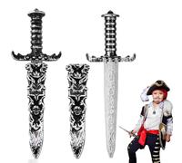 LuyoNova 2 Piezas Espada de Juguete de Daga Pirata, Espada de Juguete de Plástico Cuchillo Falso no Afilado Espada Pirata,para Accesorios de Disfraces de Fiesta Dorada de Accesorios
