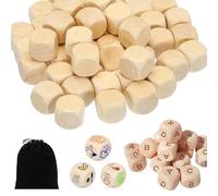 LuyoNova 50 Piezas Dados en Blanco de Madera, 20 mm Dados Madera Cubos de Maderas Dado Poker de Lisa con Esquinas Redondas sin Numeros y Pintar,para Bricolaje Arte y Manualidades