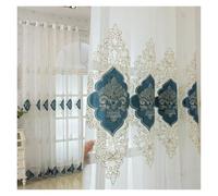 LUYSGBXR 1pc Elegant Embroidered Floral Eyelet Curtain, Velvet Sheer Fabric, Bedroom Window Treatment, All Seasons Decor(Grommet Top,W200xL260 cm)