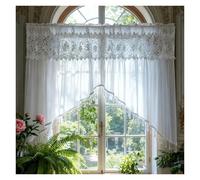 LUYSGBXR 1PC Romantic White Hollow Lace Stitching Sheer Curtain For Living Room Window Drape with Beads Home Decoration Cafe Blinds(W400CM X H165CM(1PC))