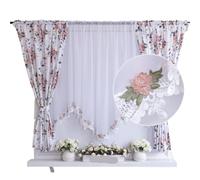 LUYSGBXR 1PC Vintage Printed Filter Chiffon Curtain Set Embroidered Lace For Bedroom Living Room Balcony Holiday Decoration(W200cmxH140cm 1PC)