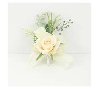 LUYSGBXR 2pc Ivory Wrist Corsage Bridesmaid Sisters Handmade Flower Artificial Silk Rose Flowers For Wedding Dancing Party Decor(Boutonniere-F)