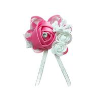 LUYSGBXR 2pc Silk Roses White Wrist Corsage Flowers For Bridesmaids Flower Pink Bridal Sisters Wedding Accessories(Deep Pink)