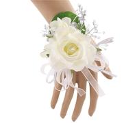 LUYSGBXR 2pc Wrist Corsage Bridesmaid Sisters Handmade Flower Artificial Silk Rose Flowers For Wedding Dancing Party Decor(Color3)