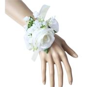 LUYSGBXR 2pc Wrist Corsage Bridesmaid Sisters Handmade Flower Artificial Silk Rose Flowers For Wedding Dancing Party Decor(B)