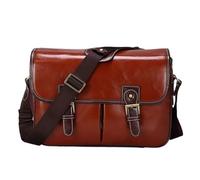 LUYSGBXR Bolso Cuero Hombre Bolsa for cámara Tanque interior de cuero DSLR Cámaras fotográficas Bolsa de mensajero Bolsas laterales de hombro retro vintage(Red Brown,32.5X14X24CM)