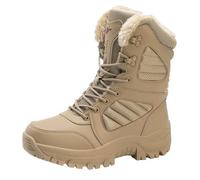 LUYSGBXR Botas altas de felpa cálidas for hombre, botas senderismo invierno talla grande, botines antideslizantes for exteriores(Beige,42)