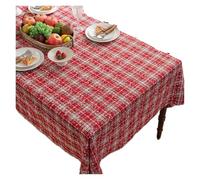 LUYSGBXR Christmas Checkered Tablecloth Rectangular/Round Buffalo Plaid Cotton Table Decorations Winter Washable For Kitchen Dining Decor(Red White Snowflakes,140x240cm Rectangle)