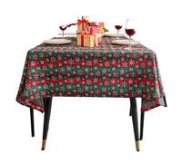 LUYSGBXR Christmas Checkered Tablecloth Rectangular/Round Buffalo Plaid Cotton Table Decorations Winter Washable For Kitchen Dining Decor(Red Green Snowflakes,140x140cm Rectangle)