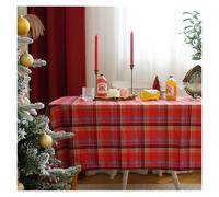 LUYSGBXR Christmas Checkered Tablecloth Rectangular/Round Buffalo Plaid Cotton Table Decorations Winter Washable For Kitchen Dining Decor(Red Colorful,140x300cm Rectangle)