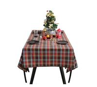 LUYSGBXR Christmas Checkered Tablecloth Rectangular/Round Buffalo Plaid Cotton Table Decorations Winter Washable For Kitchen Dining Decor(Brown,100x140cm Rectangle)