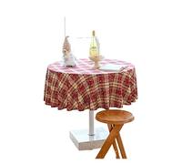 LUYSGBXR Christmas Tartan Red Plaid Snowflake Tablecloth Washable Checkered Rectangle/Round Fabric Table Cloths Holiday Decorations(Red White Snowflakes,Diameter 120cm)