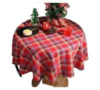 LUYSGBXR Christmas Tartan Red Plaid Snowflake Tablecloth Washable Checkered Rectangle/Round Fabric Table Cloths Holiday Decorations(Red Colorful,140x200cm Rectangle)