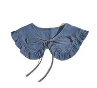 LUYSGBXR Cuello Camisa Falsos Mujer Cuello Chal Vaquero for Mujer con Encaje Plisado y Cuello Falso de Moda(Blue 3)