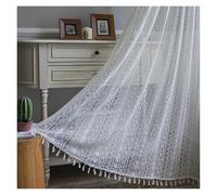 LUYSGBXR Curtains Crochet Lace Semi-Sheer Hollow out Knitted Tassels Window Curtain For Living Room Light Filtering Rod Pocket Drape(Geometric White,W150xH100cm)