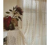 LUYSGBXR Curtains For Living Room Vintage Handmade Crochet Farmhouse Hollow out Knitting Lace Rod Light Filtering Drapes Bedroom(Color2,W200XH240cm)