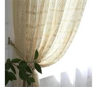 LUYSGBXR Curtains For Living Room Vintage Handmade Crochet Farmhouse Hollow out Knitting Lace Rod Light Filtering Drapes Bedroom(Beige Style 4,W100XH150cm)