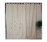 LUYSGBXR Linen Hollow Solid Curtain Handmade Crochet Bottom Stitching Blackout Window For Living Room(3-Hooks,W150 X H255cm)