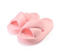 LUYSGBXR Pantuflas de mujer con plataforma de nube, antideslizantes, para playa, con cinturón cruzado, sandalias de casa (Pink A, 44-45)