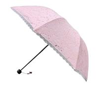 LUYSGBXR Paraguas Plegable Sombrilla de encaje for mujer, diseño de flor rosa, protección UV, estilo princesa.(Pink Little Lace)