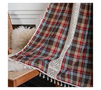 LUYSGBXR Plaid Window Curtain Rod Pocket Semi Sheer Crochet Lace Curtains For Bedroom Living Room Farmhouse Decorations(Yellow,W150cmXH200cm)