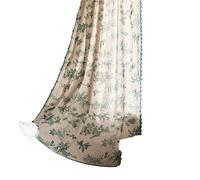 LUYSGBXR Plaid Window Curtain Rod Pocket Semi Sheer Crochet Lace Curtains For Bedroom Living Room Farmhouse Decorations(Brown,W150cmXH130cm)