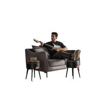 LUYSGBXR Reposapies Salon Otomana con almacenaje, Taburete de tocador, Cuero sintético con Costuras y Patas de Acero, Capacidad for 150 Personas.(Black)