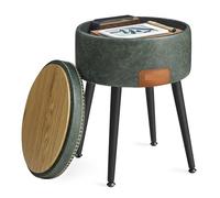 LUYSGBXR Reposapies Salon Otomana con almacenaje, Taburete de tocador, Cuero sintético con Costuras y Patas de Acero, Capacidad for 150 Personas.(Green)