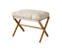 LUYSGBXR Reposapies Salon Reposapiés bajo el Escritorio, Silla, Taburete Rectangular, Acolchado, Asiento Tipo puf, Patas de bambú(White)