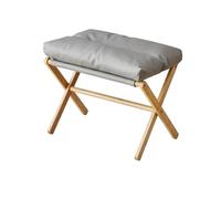 LUYSGBXR Reposapies Salon Reposapiés Plegable de bambú con Asiento Acolchado, portátil for Oficina y hogar, diseño Compacto.(Grey)