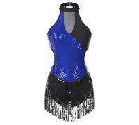 LUYSGBXR Shiny Sequin Leotards For Women Latin Jazz Tassel Fringe Bodysuit Ballroom Dancing Competiton Chacha Samba Tango Jumpsuit(COLOR03,L)