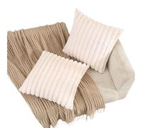 LUYSGBXR Square Cushion Cover Big Thick Striped Super Soft Solid Color Pillow 45x45cm Sofa Decor(Apricot)