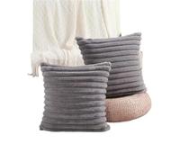 LUYSGBXR Square Cushion Cover Big Thick Striped Super Soft Solid Color Pillow 45x45cm Sofa Decor(Grey)
