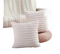 LUYSGBXR Square Cushion Cover Big Thick Striped Super Soft Solid Color Pillow 45x45cm Sofa Decor(White)