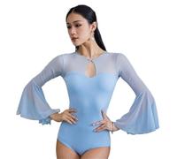 LUYSGBXR Women Latin Jumpsuit Long Sleeves Dance Tops Practice Leotard Ballroom Modern Jazz Bodysuit(Color2,M)