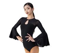LUYSGBXR Women Latin Jumpsuit Long Sleeves Dance Tops Practice Leotard Ballroom Modern Jazz Bodysuit(Color3,S)